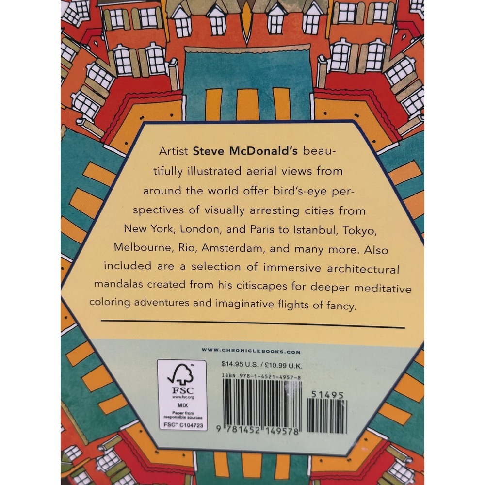 Chronicle Books Fantastic Cities Coloring Book Steve McDonald Architecture Views - Picture 3 of 4